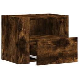 Berkfield Home Decorative Wall-mounted Bedside Cabinet Smoked Oak 45x30x35 cm in Brown - Size: 45 x 30 x 35 cm - thumbnail 7