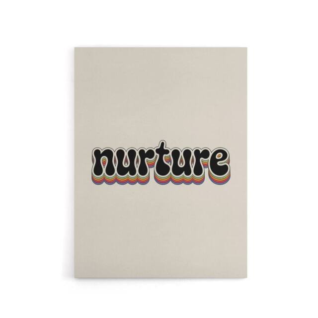 "Artery8 Nurture Colourful Retro Rainbow Font Typography Canvas Wall Art Print in Beige - Size: W18"" x H24""" - image 1