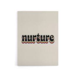 "Artery8 Nurture Colourful Retro Rainbow Font Typography Canvas Wall Art Print in Beige - Size: W18"" x H24""" - thumbnail 1