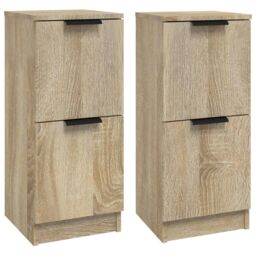 Berkfield Home Sideboards 2 pcs Sonoma Oak 30x30x70 cm Engineered Wood in Brown - Size: 30 x 30 x 70 cm - thumbnail 2
