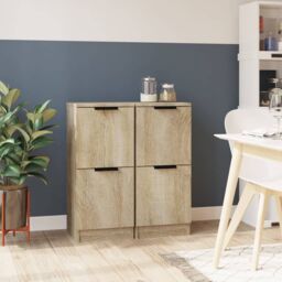 Berkfield Home Sideboards 2 pcs Sonoma Oak 30x30x70 cm Engineered Wood in Brown - Size: 30 x 30 x 70 cm - thumbnail 1