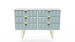 Ready Assembled 2 U Metro 6 Drawer Wide Chest (Ready Assembled) in Duck Egg Blue - thumbnail 1