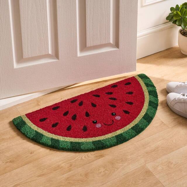 OHS Watermelon Shaped Coir Doormat Novelty Non Slip Door Rug in Red - Size: Medium - image 1