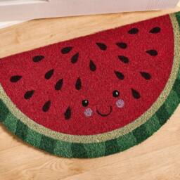 OHS Watermelon Shaped Coir Doormat Novelty Non Slip Door Rug in Red - Size: Medium - thumbnail 2