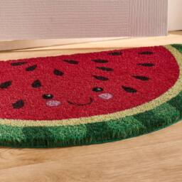 OHS Watermelon Shaped Coir Doormat Novelty Non Slip Door Rug in Red - Size: Medium - thumbnail 3