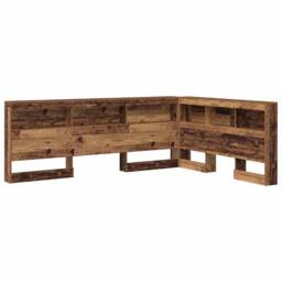 Berkfield Home Storage Headboard with Shelf Old wood 140 cm Engineered wood in Brown - thumbnail 1