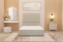 "Somnior Alexas Divan Bed Base with 54"" Floor Standing Headboard Tweed Fabric in Natural - Size: Single" - thumbnail 2