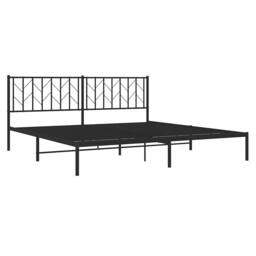 Berkfield Home Metal Bed Frame without Mattress with Headboard Black 193x203cm - Size: 193x203 cm - thumbnail 4