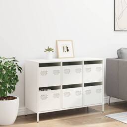 Berkfield Home Sideboard¬†White 101.5x39x73.5 cm Cold-rolled Steel in White - thumbnail 3