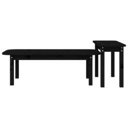 Berkfield Home Beautiful 2 Piece Coffee Table Set Black Solid Wood Pine - thumbnail 6