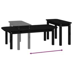 Berkfield Home Beautiful 2 Piece Coffee Table Set Black Solid Wood Pine - thumbnail 8
