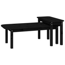 Berkfield Home Beautiful 2 Piece Coffee Table Set Black Solid Wood Pine - thumbnail 3