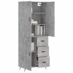Berkfield Home Highboard Concrete Grey 69.5x34x180 cm Engineered Wood - thumbnail 3