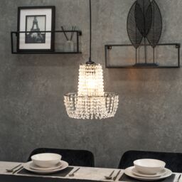 ValueLights Tegan Silver Acrylic Jewel Droplet Pendant Ceiling Light Lamp Shade - thumbnail 2