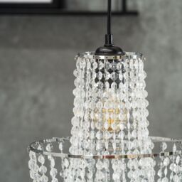 ValueLights Tegan Silver Acrylic Jewel Droplet Pendant Ceiling Light Lamp Shade - thumbnail 3