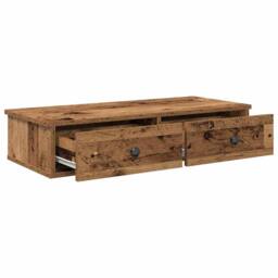 Berkfield Home Wall Shelf with Drawers Old Wood 80x31x17 cm Engineered Wood in Brown - Size: 80 x 31 x 17 cm - thumbnail 7