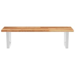 Berkfield Home Basin Shelf Wall Mounted Steel & Solid Wood Acacia in Brown - thumbnail 4