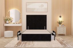 "Somnior Alexas Divan Divan Bed 4 Drawers with 54"" Floor Headboard Plush Velvet in Black - Size: Small Double" - thumbnail 4