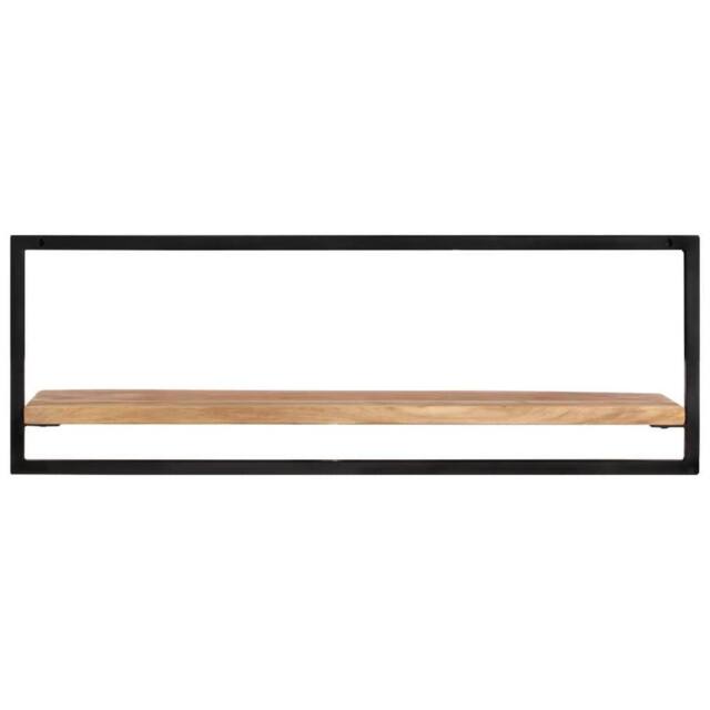 Berkfield Home Wall Shelves 2 pcs 100x24x35 cm Solid Wood Acacia & Steel in Brown - Size: 100 x 24 x 35 cm - image 1