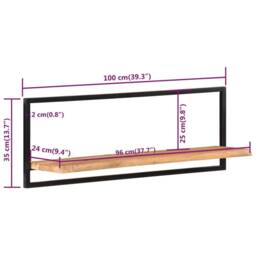 Berkfield Home Wall Shelves 2 pcs 100x24x35 cm Solid Wood Acacia & Steel in Brown - Size: 100 x 24 x 35 cm - thumbnail 7