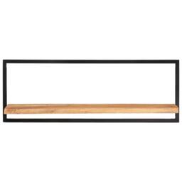 Berkfield Home Wall Shelves 2 pcs 100x24x35 cm Solid Wood Acacia & Steel in Brown - Size: 100 x 24 x 35 cm - thumbnail 3
