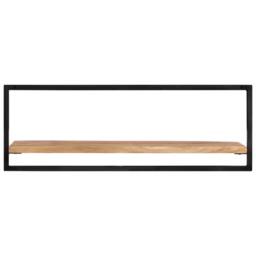 Berkfield Home Wall Shelves 2 pcs 100x24x35 cm Solid Wood Acacia & Steel in Brown - Size: 100 x 24 x 35 cm