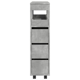 Berkfield Home Narrow Bathroom Cabinet with Wheels Concrete Grey Engineered Wood - thumbnail 5
