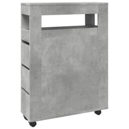 Berkfield Home Narrow Bathroom Cabinet with Wheels Concrete Grey Engineered Wood - thumbnail 2