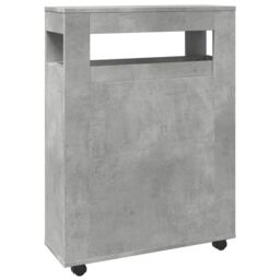 Berkfield Home Narrow Bathroom Cabinet with Wheels Concrete Grey Engineered Wood - thumbnail 6