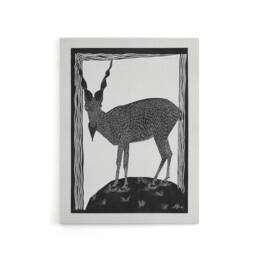 "Artery8 Stylised Markhor Goat Samuel J De Mesquita Canvas Wall Art Print in White - Size: W18"" x H24""" - thumbnail 1