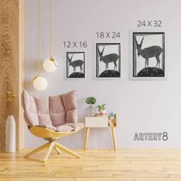 "Artery8 Stylised Markhor Goat Samuel J De Mesquita Canvas Wall Art Print in White - Size: W18"" x H24""" - thumbnail 4