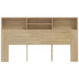Berkfield Home Headboard Cabinet Sonoma Oak 180x19x103.5 cm in Light Tan - thumbnail 3