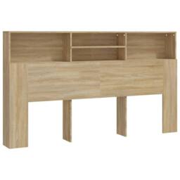 Berkfield Home Headboard Cabinet Sonoma Oak 180x19x103.5 cm in Light Tan - thumbnail 1