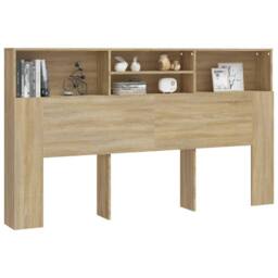 Berkfield Home Headboard Cabinet Sonoma Oak 180x19x103.5 cm in Light Tan - thumbnail 5