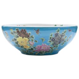 Berkfield Home Countertop Basin Multicolour Round Œ¶41x14 cm Ceramic in Blue - Size: 41x14 cm - thumbnail 2