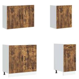 Berkfield Home 7 Piece Kitchen Cabinet Set Kalmar Smoked Oak Engineered Wood in Brown - thumbnail 4