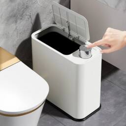 KORVIXA 16L Narrow Plastic Trash Can Bathroom Toilet Garbage in White - Size: 100 cm - thumbnail 4