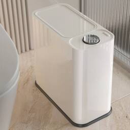 KORVIXA 16L Narrow Plastic Trash Can Bathroom Toilet Garbage in White - Size: 100 cm - thumbnail 3
