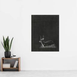 "Artery8 Stylised Waterbuck Painting De Mesquita Wall Art Poster Print in Black - Size: W24"" x H32""" - thumbnail 4
