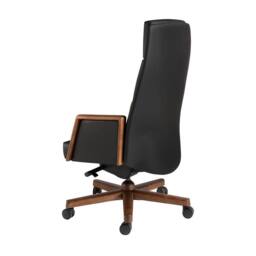 Angel Cerda Leatherette Swivel Office Chair with Walnut Wood Base in Black - thumbnail 5