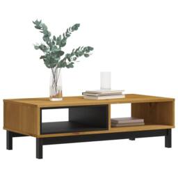 Berkfield Home Coffee Table FLAM 100x50x32.5 cm Solid Wood Pine in Brown - thumbnail 3