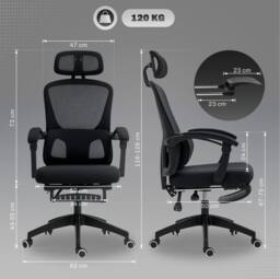 STILVORA Ergonomic Office Chair with Lumbar Support & Headrest in Black - thumbnail 2