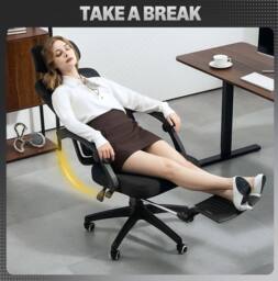 STILVORA Ergonomic Office Chair with Lumbar Support & Headrest in Black - thumbnail 7