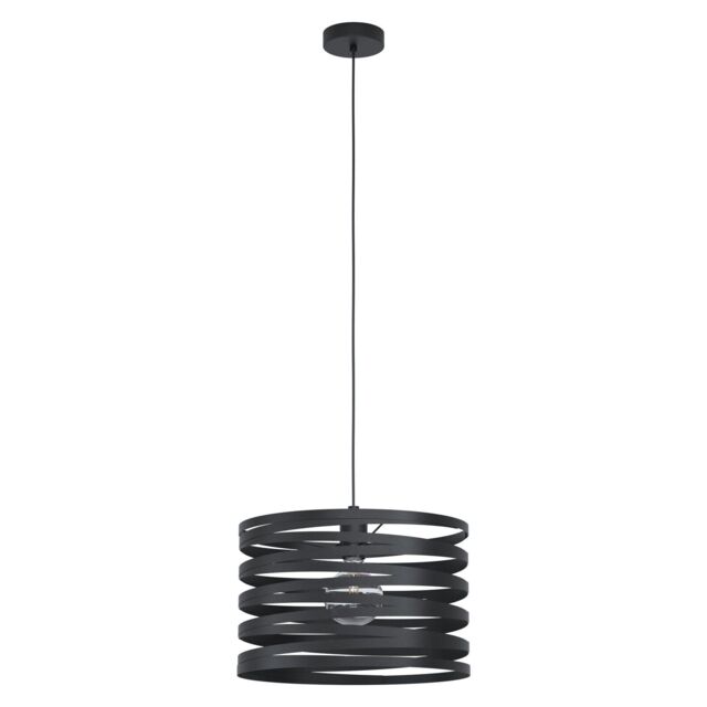 Loops Pendant Ceiling Light Colour Black Shade Black Spirals Long Cable Bulb E27 1x40W - image 1
