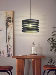 Loops Pendant Ceiling Light Colour Black Shade Black Spirals Long Cable Bulb E27 1x40W - thumbnail 3