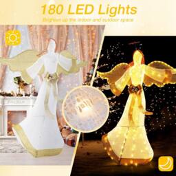 Costway 5.2 FT Lighted Angel Light up Christmas Decoration with Halo & Bow in Warm White - thumbnail 6