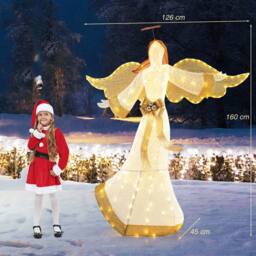 Costway 5.2 FT Lighted Angel Light up Christmas Decoration with Halo & Bow in Warm White - thumbnail 2