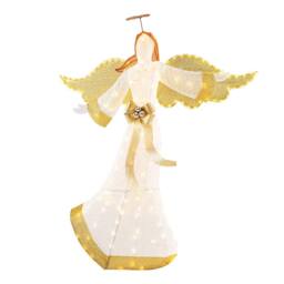 Costway 5.2 FT Lighted Angel Light up Christmas Decoration with Halo & Bow in Warm White - thumbnail 1