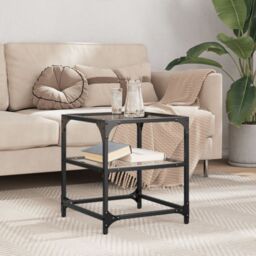 Berkfield Home Coffee Table with Transparent Glass Top 40x40x45 cm Steel in Black - Size: 40 x 40 x 45 cm