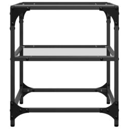 Berkfield Home Coffee Table with Transparent Glass Top 40x40x45 cm Steel in Black - Size: 40 x 40 x 45 cm - thumbnail 4